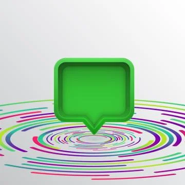 Realistic 3D speech bubble with colorful circles, vector illustration Illustrazione stock