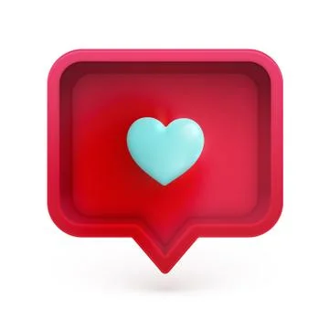Realistic 3D speech bubble with colorful 3D heart, vector illustration Illustrazione stock