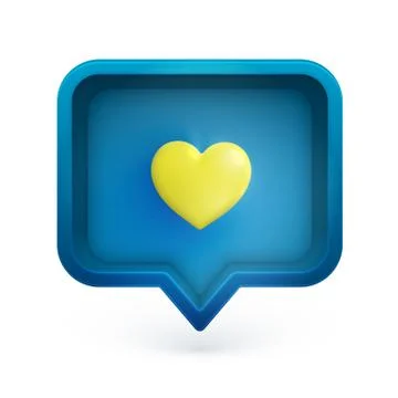 Realistic 3D speech bubble with colorful 3D heart, vector illustration Illustrazione stock