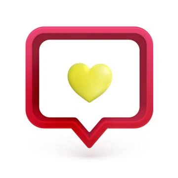 Realistic 3D speech bubble with colorful 3D heart, vector illustration Illustrazione stock