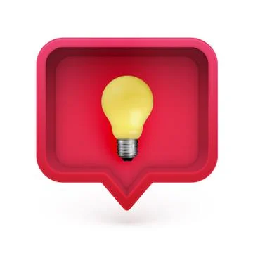 Realistic 3D speech bubble with light bulb in it, vector illustration Stock Illustration