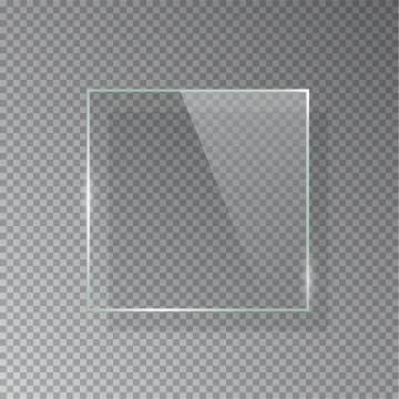 Realistic 3d square glass frame isolated on grey transparent background 스톡 일러스트