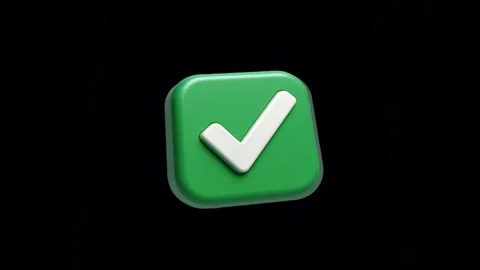 Realistic 3D tick mark button for digital confirmation Stock Footage 326094193