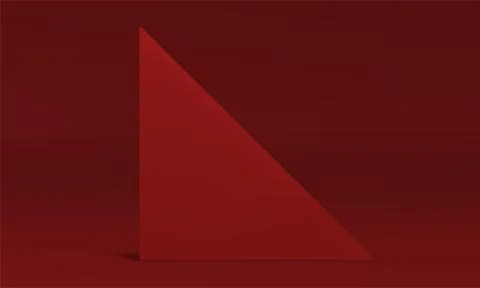 Realistic 3d triangle wall red backdrop modern geometric shape for product sh Illustrazione stock