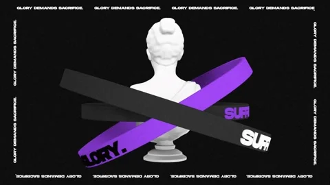 Realistic 3D Typography Loops in Brutalism Style with Text Bands. Glory demands  Stock Footage 323496964