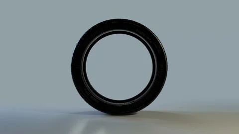 Realistic 3D Tyre rolling from a side perspective Stock Footage 197427905