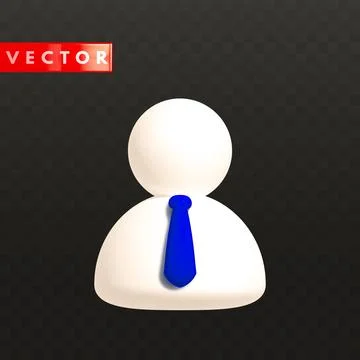 Realistic 3d user icon with blue tie Stock Illustration
