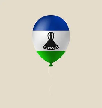 Realistic 3D vector balloon with the Lesotho flag celebrating a national ho.. Illustrazione stock