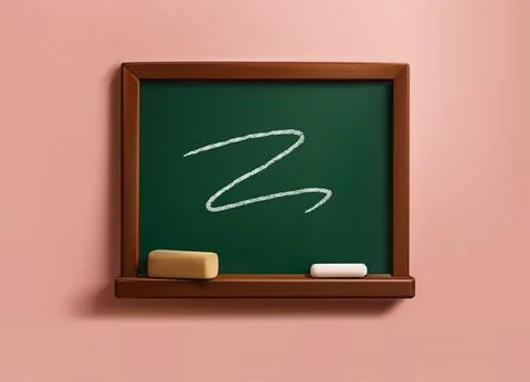 Realistic 3D Vector Chalkboard with Chalk and Eraser Illustrazione stock