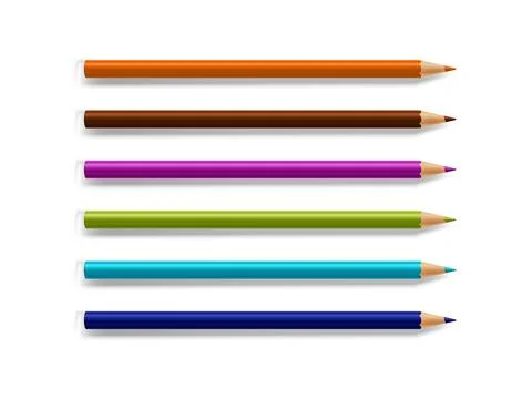 Realistic 3D vector collection of color pencils on a transparent background p Stockillustratie