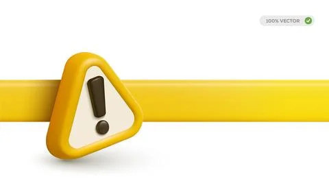 Realistic 3d vector exclamation mark triangle symbol Illustrazione stock