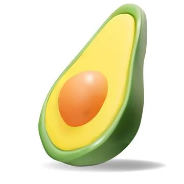 Realistic 3D vector illustration of half avocado Stock Illustration