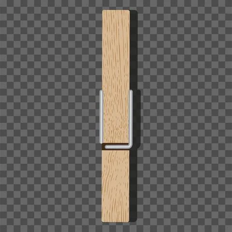 Realistic 3d vector illustration. Realistic wooden photo clip, fabric pegs, Stock Illustration