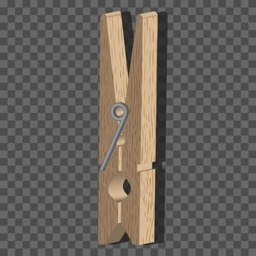 Realistic 3d vector illustration. Realistic wooden photo clip, Stock Illustration