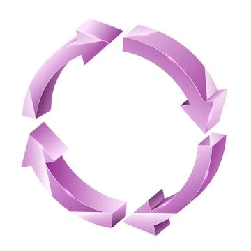 Realistic 3d vector illustration of a round arrow with four parts Stock Illustration