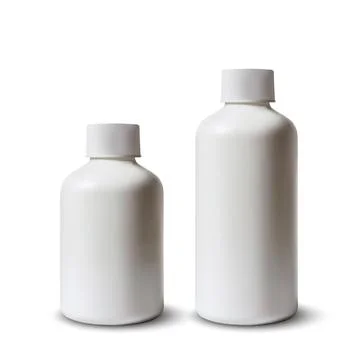 Realistic 3D Vector Illustration of White Plastic Bottles Ideal for Supplement Stock Illustration