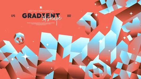 Realistic 3D vector shapes with gradient colors, Gradient brutal contempora.. Stock Illustration