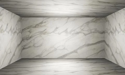 Realistic 3d wall marble texture white studio room background Illustrazione stock