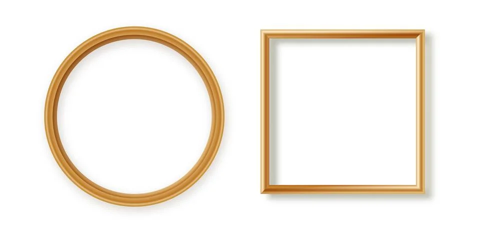 Realistic 3D wall mockup with elegant border, wooden design in golden and black Stock Illustration