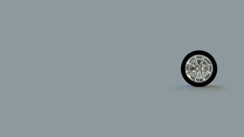 Realistic 3D wheel rolling from a side perspective Stock Footage 198173728