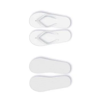 Realistic 3d White Blank Empty Flip Flop Closeup Isolated on White Background Stock Illustration