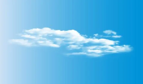 Realistic 3D white clouds on blue sky background. vector illustration EPS10 Stock Illustration