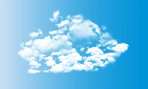 Realistic 3D white clouds on blue sky background. vector illustration EPS10 Illustrazione stock
