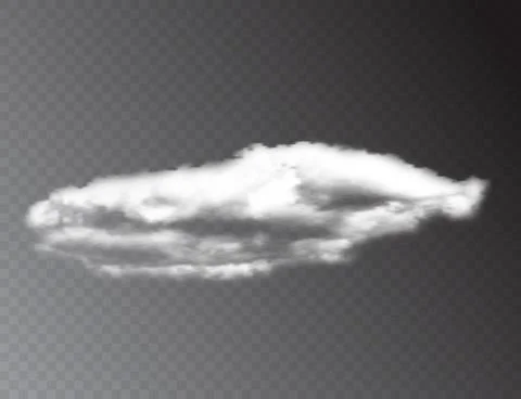 Realistic 3D white clouds isolated on transparent background. vector illustra Stock Illustration
