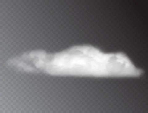 Realistic 3D white clouds isolated on transparent background. vector illustra Illustrazione stock
