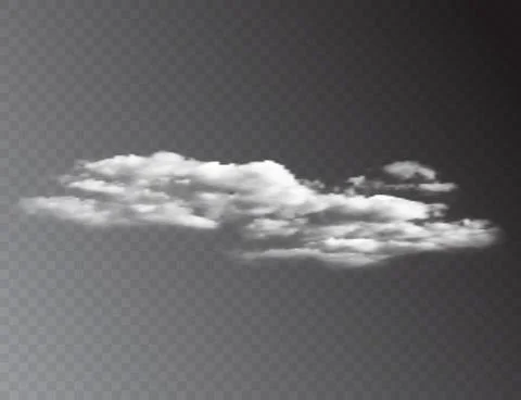 Realistic 3D white clouds isolated on transparent background. vector illustra Illustrazione stock