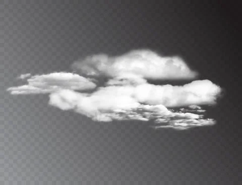Realistic 3D white clouds isolated on transparent background. vector illustra Illustrazione stock