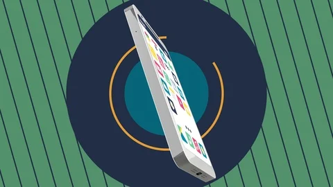 Realistic 3D white phone animation. App icons in screen. Animated background Stock Footage 121681970