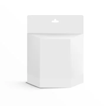 Realistic 3D White Printer Ink Cartridge Product Package Box With Hang Slot イラスト素材