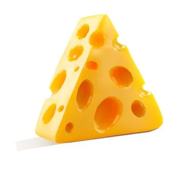 A realistic 3D yellow cheese slice with holes 스톡 일러스트