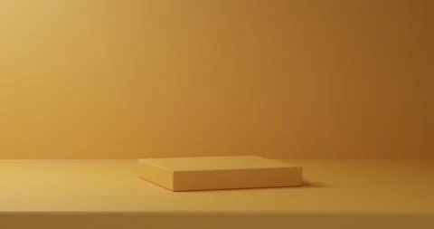 Realistic 3D yellow round corner cube pedestal or stand podium 4K Video Stock Footage 172261002