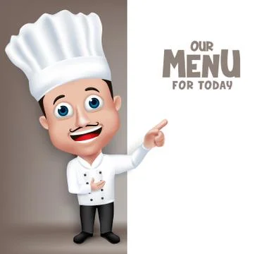 Realistic 3D Young Friendly Professional Chef Cook Character Stock Illustration