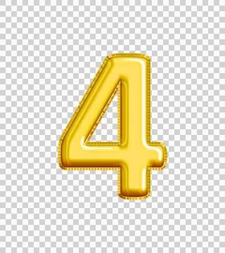 Realistic "4" Isolated Balloon Text Effect. 库存插图