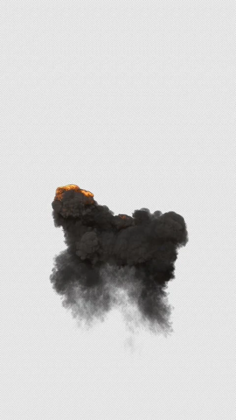Realistic 4K Aerial Explosion with Fire and Smoke Plume including Alpha Channel Stock Footage 305306580