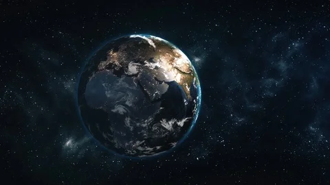 Realistic 4k Earth Rotating in Space. Globe is centered in frame. Stock Footage 91522653