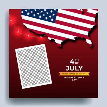 Realistic 4th of July Horizontal Banner Design Stock Illustration
