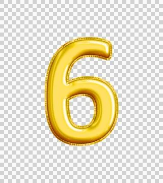 Realistic "6" Isolated Balloon Text Effect. 库存插图