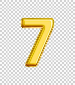 Realistic "7" Isolated Balloon Text Effect. 库存插图