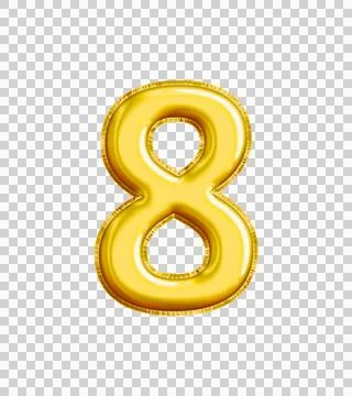 Realistic "8" Isolated Balloon Text Effect. 库存插图