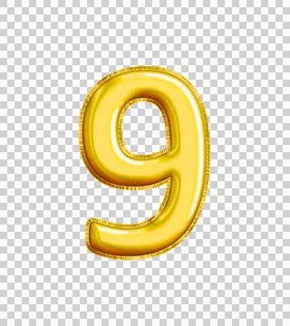 Realistic "9" Isolated Balloon Text Effect. Stock Illustration