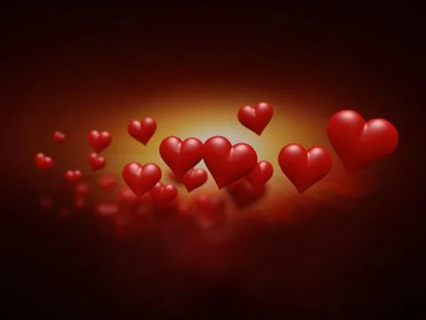 Realistic abstract 3d illustration of red romantic Valentine Hearts Иллюстрация
