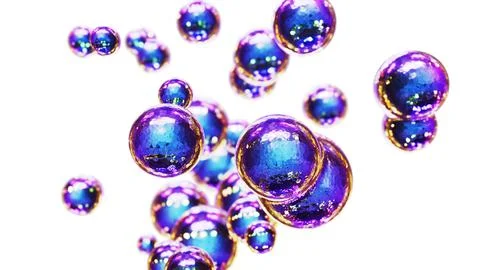 Realistic abstract 3D illustration of the violet blue glass metaballs Stock Illustration