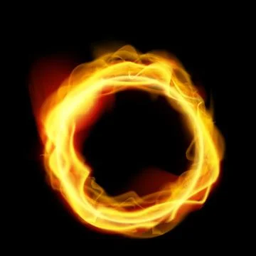 Realistic Abstract Fire Ring On Black Backround Stock Illustration