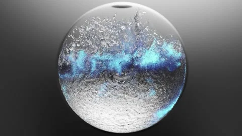 Realistic abstract liquid sphere, dust particles liquid substance, Bright blue Stock Footage 253222858