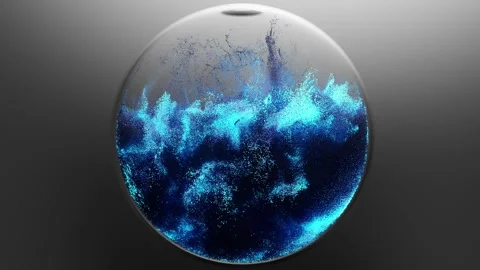 Realistic abstract liquid sphere, dust particles liquid substance, Bright blue Stock Footage 253255996