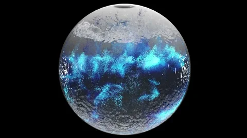 Realistic abstract liquid sphere, dust particles liquid substance, Bright blue Video stock 253778090